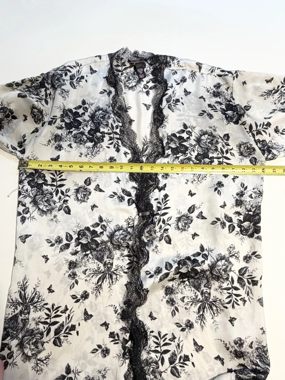 Victorias Secret Hidden Bunny Toile satin robe rabbit butterfly floral black xs